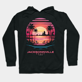 "Jacksonville Beach Sunset - Vaporwave Aesthetic Tee" Hoodie